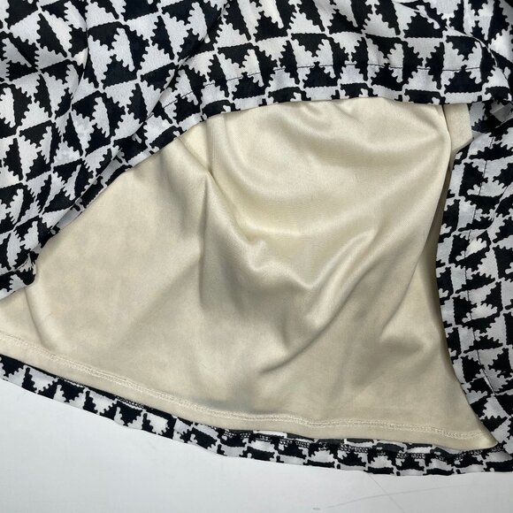 Sweet Rain Black White Aztec Print 3/4 Sleeve Peter Pan Collar Zip Dress Sz Sm - Picture 8 of 12